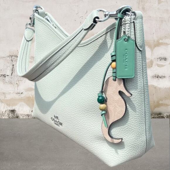 Coach NWOT Laurel Shoulder Bag with Seahorse Charm Light Pistachio/Sand - Picture 4 of 8